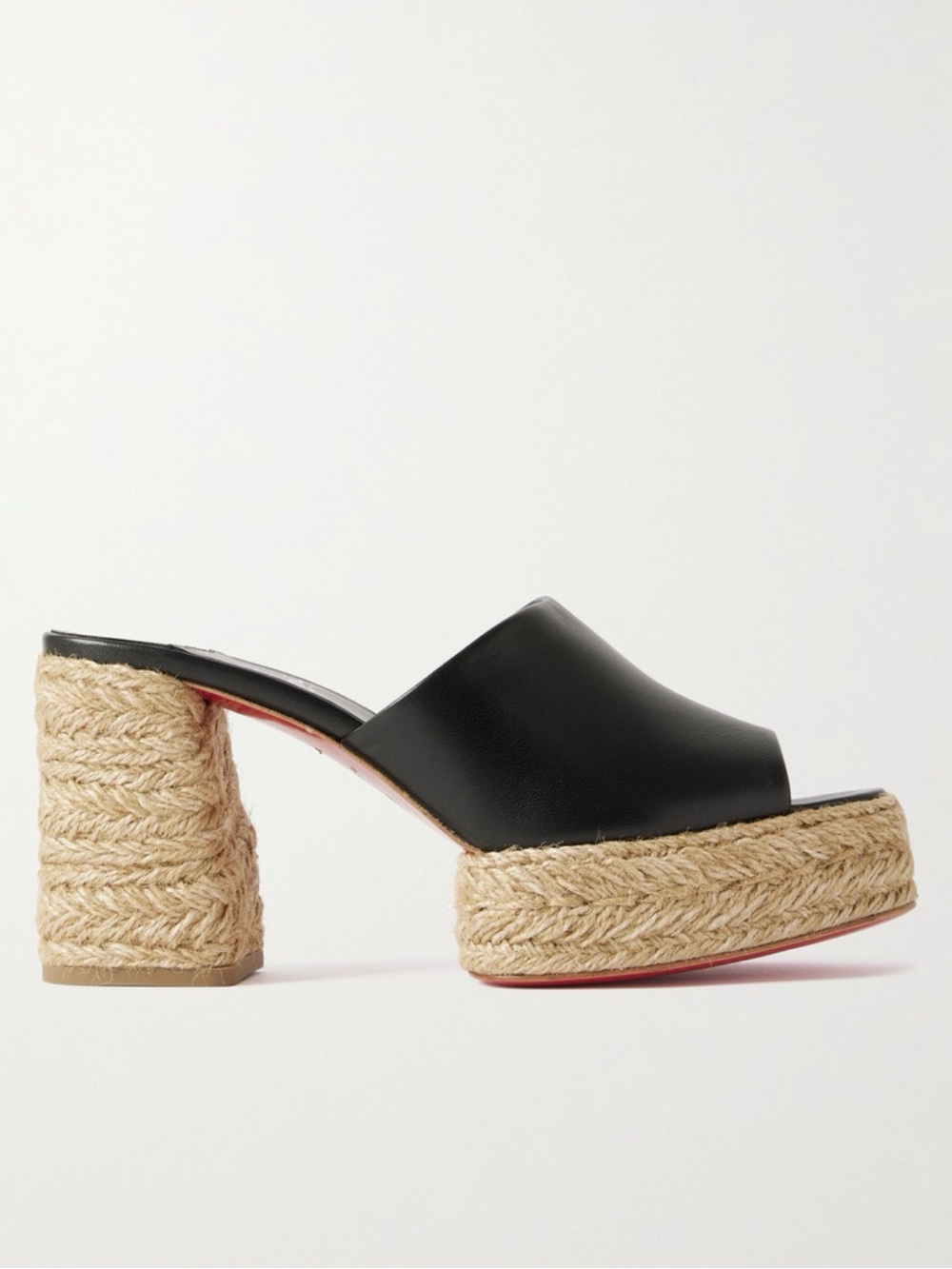 Calakala 85 Christian Louboutin Black Leather Platform Espadrille Mule